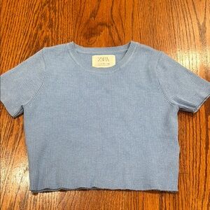 Zara Kids Blue Ribbed T-Shirt